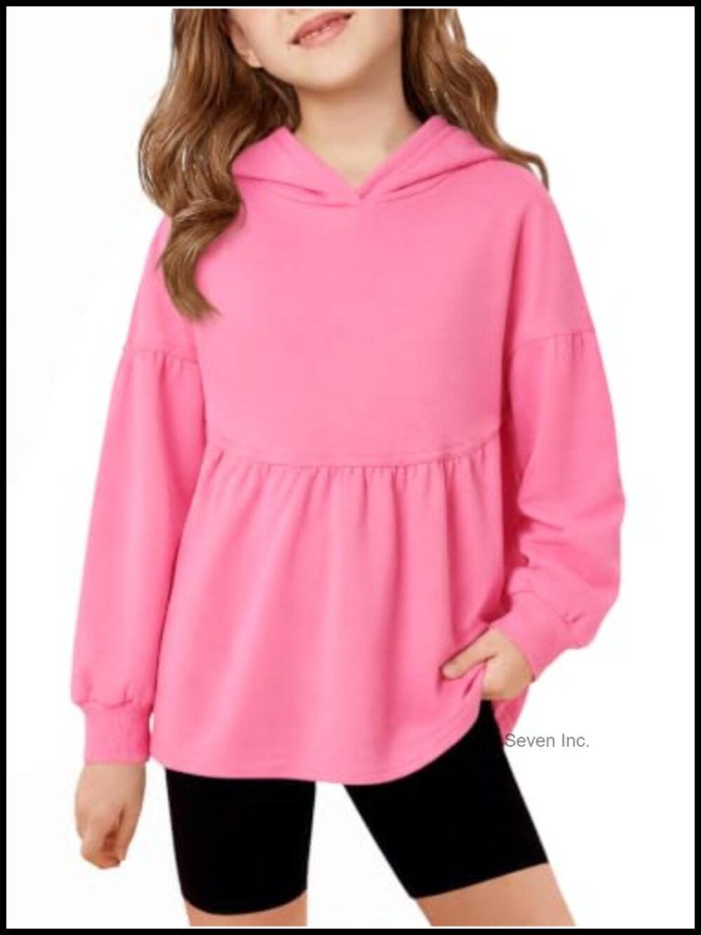 Girls Oversized Hoodie Sweatshirt Ruffle Peplum Hem Pullover